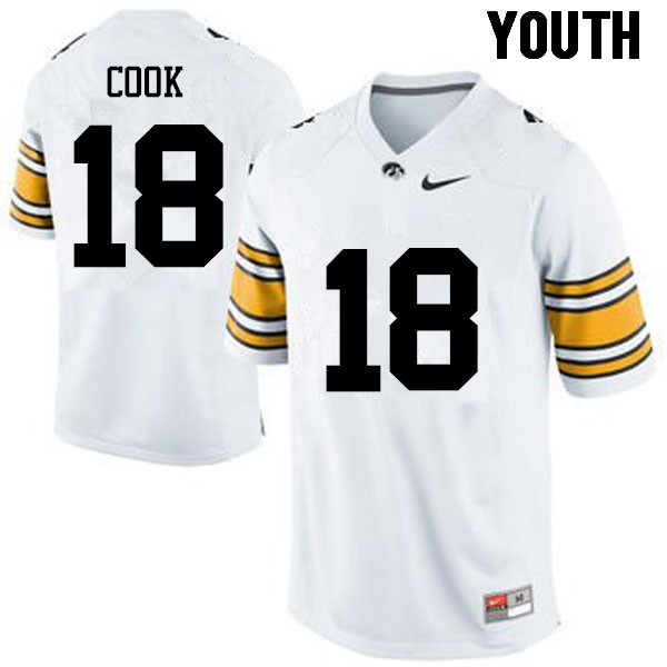 Youth Iowa Hawkeyes #18 Drew Cook College Football Jerseys-White - Click Image to Close
